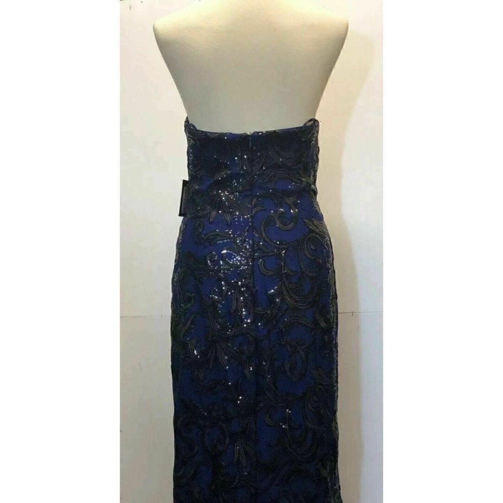 Marina Womens Blue Lace Sequin Gown Dress Size 6 - Picture 8 of 10
